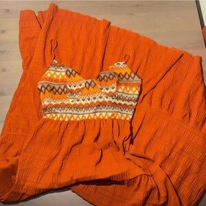 Orange Maxi Dress with Patterned Bodice